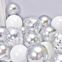 Combo de ballons en latex blanc métallisé argenté, ballons ronds brillants pour la décoration de mariage, anniversaire, fête