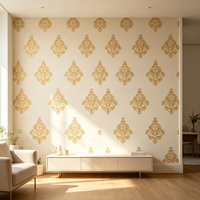 Papier peint abstrait jaune résistant à la poussière pour le marché indien, papier peint auto-adhésif en PVC imperméable pour la décoration intérieure, vente en gros