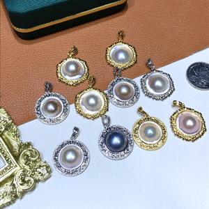 Colgante de Perla Mabei World, Perla Cultivada Blanca Redonda de 18-19 mm, Chapado en Oro, Plata 925, Solitario Clásico, Unisex, para Uso Diario - Product Image 4