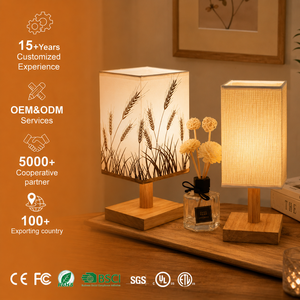 Lampe de <span class=keywords><strong>Chevet</strong></span> LED USB en Bois Massif Style Nordique Moderne avec Abat-jour en Tissu Décoratif pour Chambre à Coucher et Dortoir, Télécommande Simple - Product Image 1