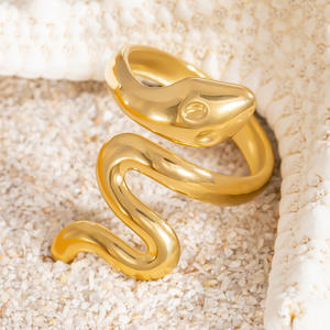 Snake <b>Ring</b> 18K Gold Plated Stainless Steel Exaggerated Open Finger Vintage Unisex Jewelry Gift Yiwu Fashion <b>Rings</b> - Product Image 4