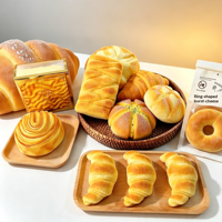 Jouet Squishy Réaliste en PU à Remontée Lente, Super Doux, en Forme de Croissant, Bagel, Pain, Anti-Stress, Sensoriel, Vente en Gros