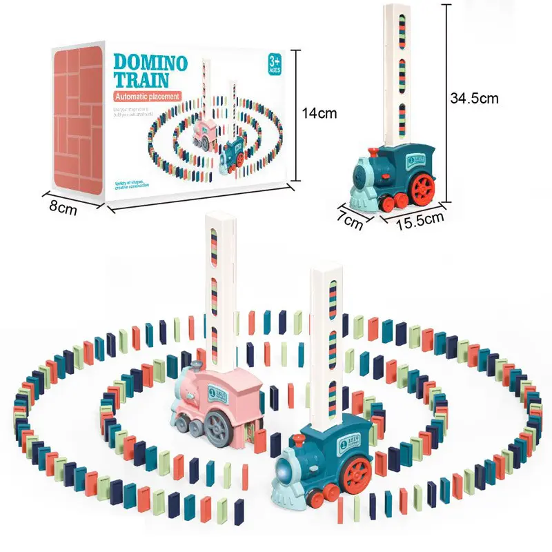 아이들을위한 도미노 미니 기차 자동 릴리스 라이센스 전기 퍼즐 교육 장난감