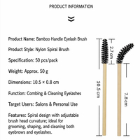 Brosse à mascara jetable en bambou écologique, à poils souples en spirale, pour extensions de cils, salon professionnel