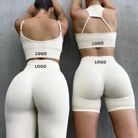 Tiktok गर्म बिक्री फिटनेस परिधान महिलाओं सहज योग लेगिंग सेट एथलेटिक पहनने काटने का निशानवाला कुचलना लूट जिम शॉर्ट्स कसरत कपड़े