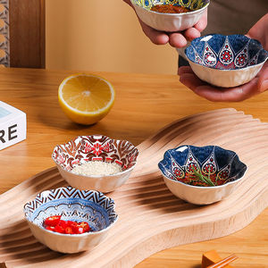 En gros, Plat de service en céramique sous-glaçurée de style bohème japonais pour sauces, vinaigres, condiments et snacks - Product Image 3