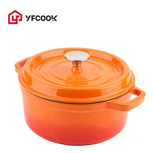 Marmite en fonte <span class=keywords><strong>émaillé</strong></span>e de 20/22/24/26/<span class=keywords><strong>28</strong></span> <span class=keywords><strong>cm</strong></span> avec couvercle/four hollandais antiadhésif pour la cuisson du pain, ustensiles de cuisine à double poignée - Product Image 5