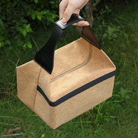 Sac de pique-nique isotherme souple à motif grain de bois avec poignée en PVC et bouton-pression, grande capacité, pour bento