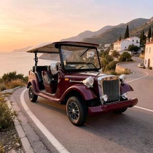 Voiture de loisirs électrique noire à trois rangées, style classique, pour visites touristiques, voiturette de golf rétro, voiture vintage avec auvent, 6 à 14 places, vitesse de 30 à 40 km/h - Product Image 3