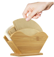 Support en bois noir pour filtres à café et distributeur de serviettes avec porte-mouchoirs pour accessoires de cuisine et de cérémonie du thé
