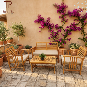 Modern Luxury Teak Wooden Eco-friendly Waterproof UV <b>Protection</b> <b>Sofa</b> Set <b>for</b> Outdoor Indoor Use Villa-Friendly Garden Furniture - Product Image 4