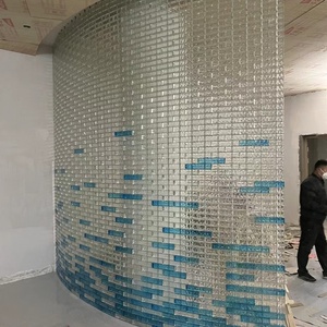 LZX <span class=keywords><strong>Solid</strong></span> Blue Farbe Kunden spezifisches Muster Glas Ziegel Transparentes Glas Flach Umwelt freundlich Feuer beständig Zeitgenössisch Outdoor - Product Image 6