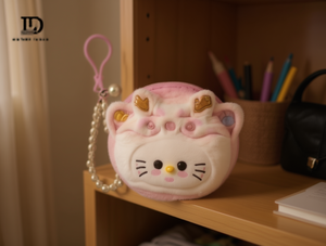 Portamonete in peluche con cerniera da 10 cm e tracolla a catena per donna, mini portafoglio con dettagli in perle - Product Image 2