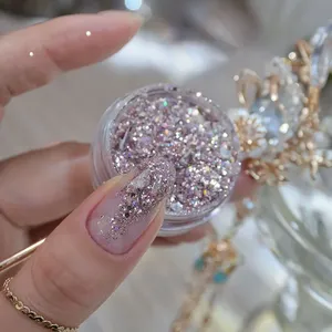 1 Tarro de Escamas de Ópalo Aurora Brillantes, Purpurina para Uñas, Escamas de Brocado Láser Plateadas y Doradas, Lentejuelas para Uñas, Polvo para Arte de Uñas con Gel UV - Product Image 2