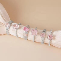 Ensemble de bagues d'éternité en forme de cœur en argent sterling 925 avec diamants roses et zircon 5A 8A, bijoux fins de luxe pour mariage, pour femmes