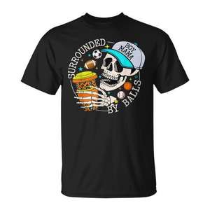 Camiseta Boy Mama Surrounded By Balls Sports Skull, color negro, para adultos, unisex - Product Image 1