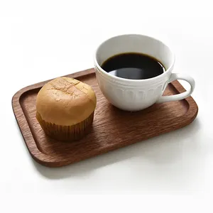 Platos de madera para servir bandeja pan postre aperitivos pastel soporte de exhibición mesa de comedor Buffet plato servir vajilla de madera platos - Product Image 2