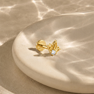 Piercing de Lujo Chapado en Oro de 18K, Plata S925 con Circonita Cúbica, Minimalista y Exquisito, Joyería Corporal de Cabeza Plana, Pieza Única - Product Image 5