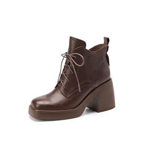 Zapato Artesanal de Una Sola Pieza con Hebilla Grande, Estilo Retro, Tacón Redondo, Cuero Genuino, Suela Suave, Duradero, Impermeable y Antideslizante - Product Image 2