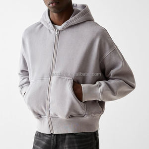 Y2k 500 Gsm 100% coton Streetwear personnalisé fabricants de sweats à capuche à fermeture éclair polaire surdimensionné lavage à l'acide lourd sweats à capuche zippés - Product Image 2