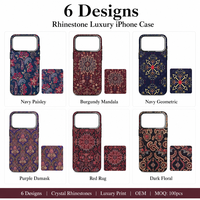 6 Designs Coque de Téléphone en Strass pour iPhone 16 17 18 Pro Max Luxe Cristal Scintillant Antichoc Fine Anti-Poussière