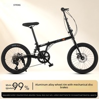 Nouveau vélo de route pliable pour adulte de 20 pouces, à trois plis, 6 vitesses, cadre en acier à haute teneur en carbone, double frein à disque, fourche intégrée