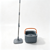 Ensemble serpillière plate et seau essoreur centrifuge pour la maison, avec essorage centrifuge, manche télescopique en acier inoxydable et microfibre