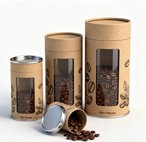Tube en papier kraft avec valve, emballage cylindrique compatible pour grains de café, parfum personnalisé. - Product Image 5
