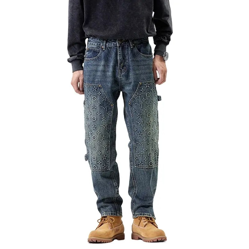 Jeans ricamati di alta qualità stile vendita caldo Jeans personalizzati produttori di Jeans da uomo