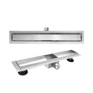 High Quality Stainless Steel Channel Shower Drain Concrete Drainage Title Insert Linear Drain Side Outlet Floor Drain