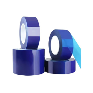 Custom Logo Printed 300m Blue PE Protective Adhesive Film Roll Soft Glossy Temporary Window Glass Translucent Blow Plastic