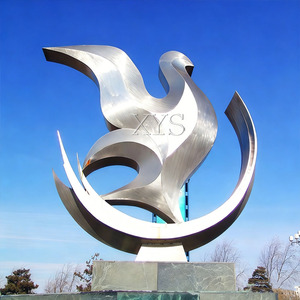 Escultura de águila de acero inoxidable 3D grande personalizada, estatua de arte abstracto moderno para decoración de jardín o plaza al aire libre - Product Image 4