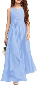 Vestido de Fiesta Largo con Volantes de Gasa para Niñas, Estilo Halter, Línea A, para Damas de Honor, Niñas de las Flores, 100% Poliéster, Marca Imily Bela - Product Image 4