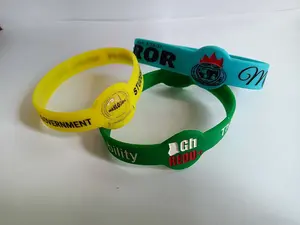 Newest Hot Sale High Quality Low Price Watch Debossed Filled Colours Silicone Wristband For Event