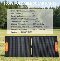 Panneau solaire pliable haute efficacité certifié TUV 100W monocristallin, chargeur portable noir avec poignées orange pour le camping