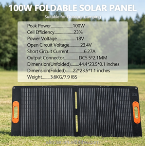 Foldable High Efficiency TUV Certified <b>Solar</b> <b>Panel</b> 100W Monocrystalline <b>Portable</b> Power Charger Black Orange Handles for Camping - Product Image 3