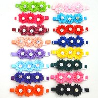 Noeuds papillon pour chien et chat en polyester coloré avec décorations en diamant et en fleurs, accessoires pour animaux de compagnie faits à la main, réglables pour toutes les saisons