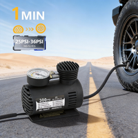 Durable 12V Electric Portable Mini Air Pump Fast Inflate 250PSI Max Pressure Air Gauge Included Consistent Performance Home Tire