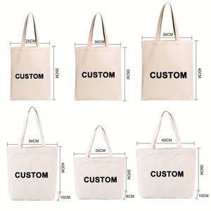 Custom <b>Large</b> Blank Reusable Canvas Cotton Tote <b>Bags</b> with Handles Letter Pattern Zipper Closure for Grocery Beach & <b>Gift</b> Use - Product Image 4