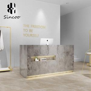 Foshan Factory New Arrival Modern <b>Solid</b> <b>Wood</b> Hair Salon Beauty Reception <b>Desk</b> with Platinum Finish for Hospital Gym & Office Use - Product Image 2