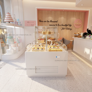 Présentoir de boulangerie sur mesure en gros, en bois de chêne, meuble rose chaud, étagère à pain, vitrine à gâteaux en verre, équipement de magasin - Product Image 3