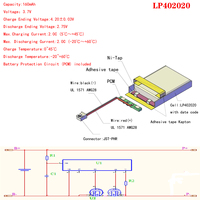 Lipo-batterie li-po 3.7, 160 V, 402020 mAh, en polymère, pour enceinte connectée tas, moniteur bébé, Navigation, avec connecteur à 2 broches, PH 2.0mm
