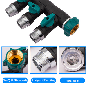 Valvole di intercettazione individuali YOD OEM per irrigazione, connettore rapido a T, adattatore per rubinetto esterno in metallo 3/4" <span class=keywords><strong>GHT</strong></span>, sdoppiatore a 3 vie per tubo da giardino - Product Image 4