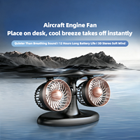 Ventilateur de bureau AntarcChill en forme de moteur d'avion, avec logo personnalisé, lumière nocturne RVB, ventilateur double portable, idéal pour les cadeaux et la vente en gros