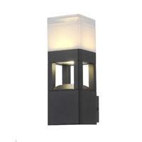 Lampe murale LED étanche en aluminium moulé sous pression avec diffuseur en polycarbonate carré décoratif pour jardin, intérieur, extérieur, montage mural