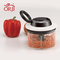 ORB Kitchen Mini Speedy Simple Everyday Handmatige Multifunctionele Groente- en Voedselhakker met Roestvrijstalen Messen LFGB