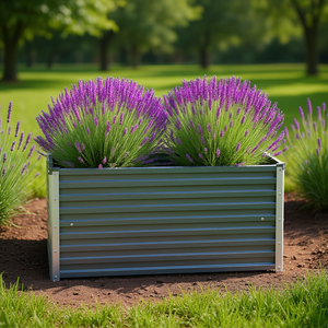 Bac à légumes surélevé en acier galvanisé 39,4x15,7x17,7 pouces, gris, design moderne, pour usage domestique et jardinage - Product Image 2