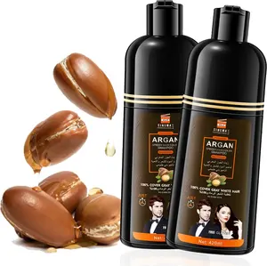 Shampoo preto de argan natural, shampoo 100% capa branca e cinza para tingimento de cabelo