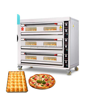 Horno de pan de gas comercial con 3 cubiertas y 6 bandejas Equipo de horneado eléctrico para uso en panadería - Product Image 1