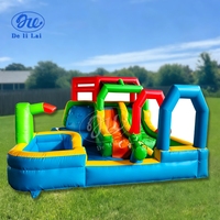 Château gonflable d'extérieur Delilai avec toboggan aquatique et pistolets à eau, en PVC, capacité 8 personnes, installation facile